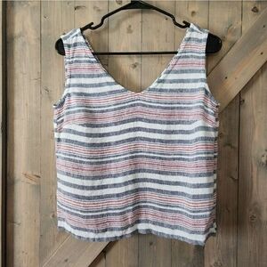 W By Worh Linen Striped Sleeveless Top Size 2